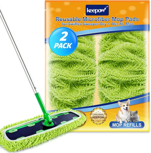 Vista 16 de KEEPOW Almohadillas XL reutilizables para trapeador compatibles con Swiffer XL Sweeper, paños de trapear secos extra grandes, paños de trapear