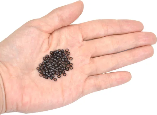 Vista 3 de Extensiones de cabello con microeslabones de 0.118 pulgadas, cuentas de micro anillos de cobre, nano cuentas para extensiones de cabello