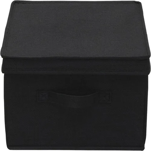 Vista 8 de Household Essentials Caja de almacenamiento grande de tela con tapa, color negro, juego de 2
