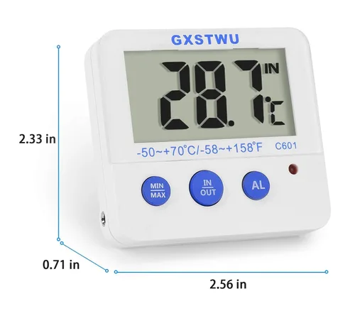 Vista 7 de Fridge Freezer Thermometer Max/Min Memory High & Low Temperature Alarms Settings with LED Indicator Digital Refrigeration Thermometer with