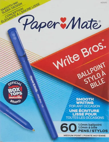 Vista 4 de Paper Mate Write Bros. Bolígrafos de tinta azul, punta media (0.039 pulgadas), 60 unidades (paquete de 2)