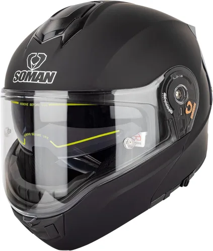 Vista 13 de Casco modular de motocicleta abatible de doble visera para hombre, aprobado por puntos 965