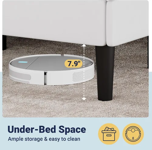 Vista 5 de Allewie - Base de cama tamaño King con tapizado de terciopelo, cabecera ajustable, diseño de botones de diamante, soporte de láminas de madera, tira