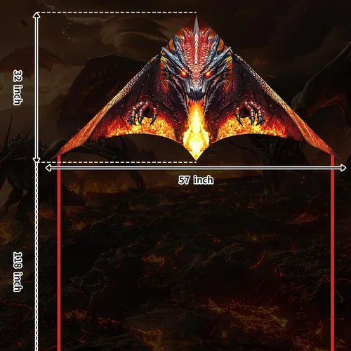 Vista 6 de JEKOSEN Dragon Kite - Cometas Delta grandes para niños y adultos Principiantes, cuerda de una sola línea fácil de volar para viajes a la playa