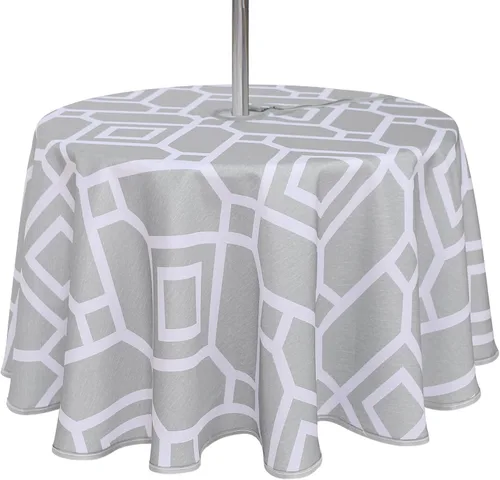 Vista 42 de LUSHVIDA Mantel cuadrado para exteriores con agujero para sombrilla y cremallera, 54 x 54 pulgadas, color negro, lavable, impermeable, a prueba