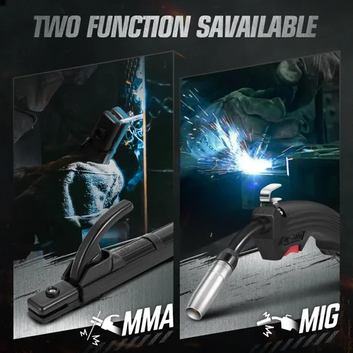 Vista 4 de DNA Motoring Soldador MIG portátil 140A, Soldador de núcleo de flujo de 110 V, 2 en 1 Stick MMA/Flux MIG Máquina de soldadura IGBT Inversor, Máquina
