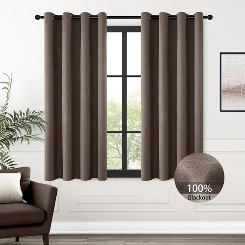 Vista 71 de ChrisDowa Cortinas 100% Opacas de Abedul Sólido de 45 Pulgadas de Largo, 2 Paneles para Dormitorio y Sala de Estar, Estilo Granja Oscurecedoras