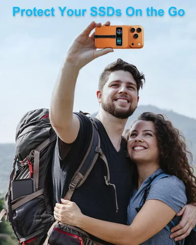 Vista 7 de Funda de viaje portátil para iPhone SSD, funda protectora de almacenamiento, compatible con TWOPAN Mag-Safe iPhone, disco duro externo SSD de 1 TB