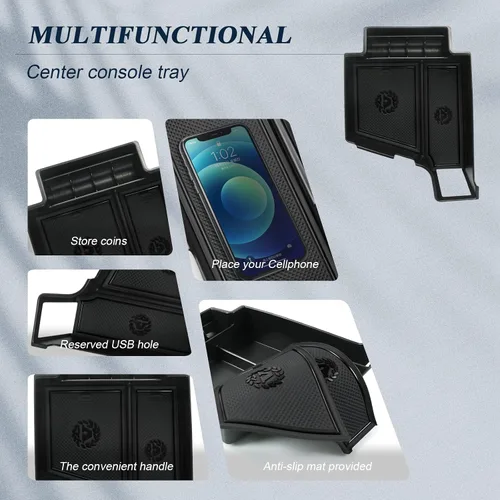 Vista 6 de BIBIBO 2023 2024 XC60 XC90 S90 V90 Organizador de Consola Central para Volvo XC60 V60 S60 S90 V90 XC90 de 2018-2023 2024 Caja de Almacenamiento