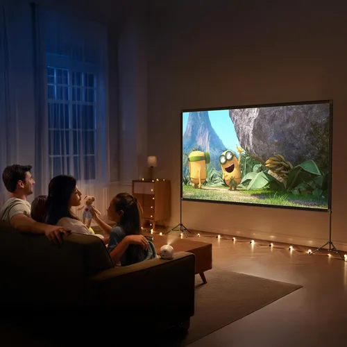 Vista 6 de Pantalla de proyector de 120" con soporte, sin arrugas 4K HD 16:9 portátil 120 pulgadas Pro