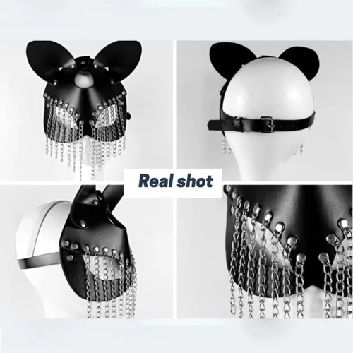 Vista 5 de Furealux Women Leather Masquerade Party Mask for Cosplay Halloween Costume Accessory