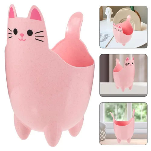 Vista 3 de Cabilock Mini basurero de escritorio, cubo de basura, mini bote de basura, lindo cubo de basura pequeño con tapa, cubo de basura de mesa de mesa