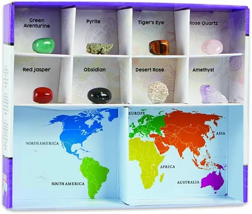 Vista 9 de hand2mind World of Gemstones Dig Kit, 8 piedras preciosas reales para descubrir, estuche de exhibición de piedras preciosas, kit de excavación