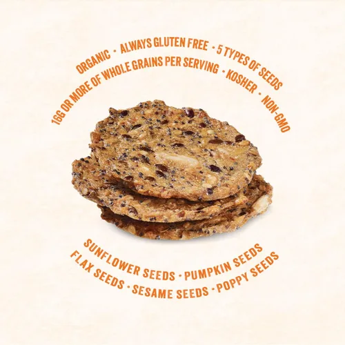 Vista 4 de Mary's Gone Crackers Super Seed Crackers, Everything, 4 onzas (paquete de 1), proteína orgánica a base de plantas, sin gluten