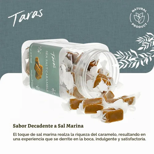 Vista 4 de Taras Caramelos gourmet de sal marina Caramelos totalmente naturales Cremosos y envueltos individualmente con mantequilla real (20 onzas)
