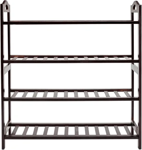 Vista 3 de Zapatero de bambú de pie, 4 niveles, expreso, 100% bambú natural, resistente, ecológico, no tóxico, personalizable, fácil montaje, con capacidad