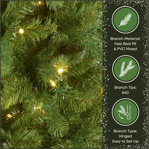 Vista 7 de National Tree Company Árbol de Navidad de abeto Douglas preiluminado de 6.5