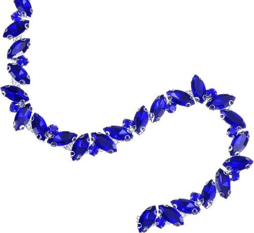 Vista 11 de uxcell Borde de cadena de diamantes de imitación de 1 yarda, aplique de cadena de cristal brillante de 0.394 pulgadas para costura, joyería