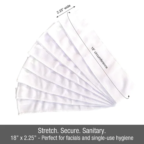 Vista 2 de APPEARUS Diademas desechables sin cierre de tela de algodón elástico para spa facial (48 unidades) Cotton poly blend stretch fabric with