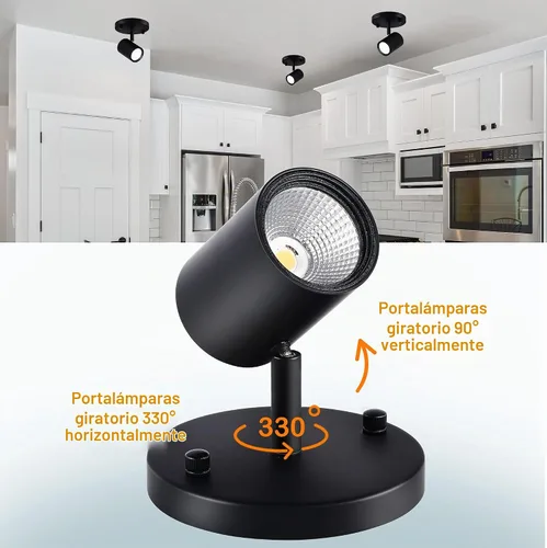 Vista 6 de CLOUDY BAY Lámpara de techo LED de montaje empotrado, CRI90+ 9W 3000K 4000K 5000K seleccionable regulable, cabezal de luz de pista de techo