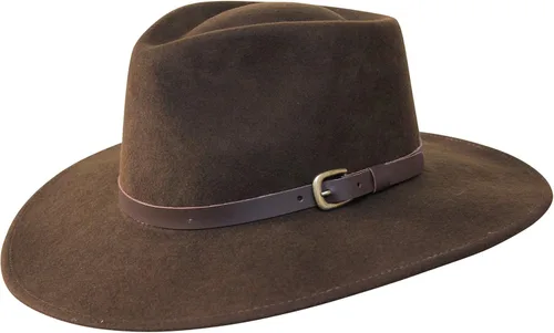Vista 4 de BS Premium Lewis - Sombrero Fedora de ala ancha fieltro 100 lana resistente al agua banda de cuero
