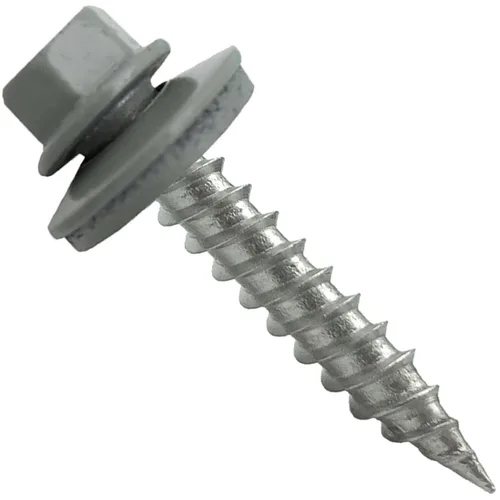 Vista 15 de 9 x 1 ABC Gray Stainless Steel Metal Roofing Screws - Hex Washer Head - Self-Piercing (SP) tip Metal to Wood siding Screws - EPDM Washer. 1 x 250