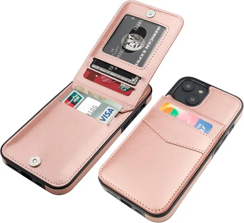 Vista 24 de KIHUWEY Compatible con iPhone 14 Funda Cartera con Soporte para Tarjeta de Crédito, Flip Cuero Premium Cierre Magnético Soporte Funda Protectora