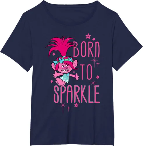 Vista 20 de DreamWorks Trolls Camiseta Born to Sparkle Negro