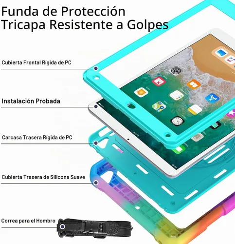 Vista 2 de LTROP Funda Protectora para iPad de 6ª/5ª Generación y iPad Air 2, Funda para iPad de 9.7 Pulgadas con Correa para el Hombro, Soporte