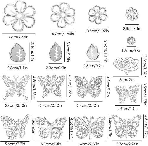 Vista 3 de 17 troqueles de corte de plantilla en relieve, hojas de mariposa y flores de AIFUDA para manualidades, álbumes de recortes, marco de fotos, álbum
