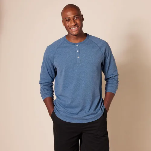 Vista 6 de Tienda Essentials Camisa Henley de manga larga ajustada para hombre