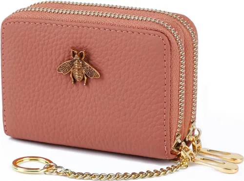 Vista 16 de imeetu Soporte para tarjetas de crédito RFID, cartera pequeña de cuero con cremallera para mujer