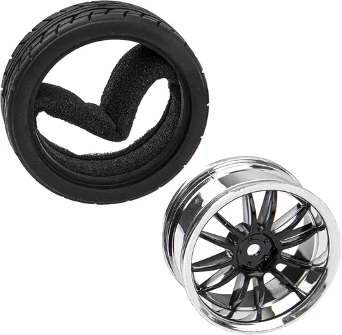 Vista 4 de Llantas hexagonales de 12 radios y neumáticos de goma compatibles con HSP Tamiya HPI Kyosho 1/10 On-Road Touring Car WLtoys 1/14 144001 Traxxas 1/16