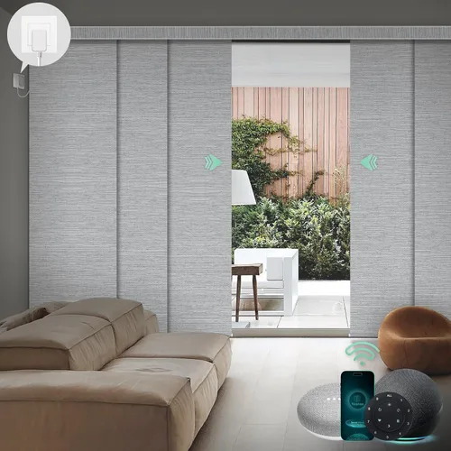 Vista 21 de Yoolax - Persianas deslizantes inteligentes personalizadas XL, persianas verticales de tela opacas para puertas de vidrio. Separador de habitación