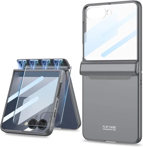 Vista 9 de Protección magnética de bisagra y funda protectora de cámara de lente integrada para Samsung Galaxy Z Flip 4 (negro)