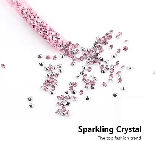 Vista 5 de Jawmoy Paquete de 1 llavero brillante para automóvil, accesorios de llavero de diamantes de imitación, llavero de cristal de metal (rosa)