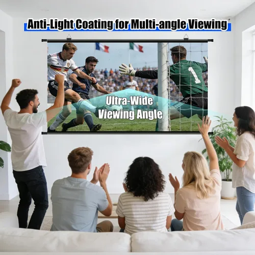 Vista 6 de Pantalla de proyector de 120 pulgadas, pantalla de proyector de películas portátil para exteriores e interiores con 3 ganchos adhesivos, pantalla