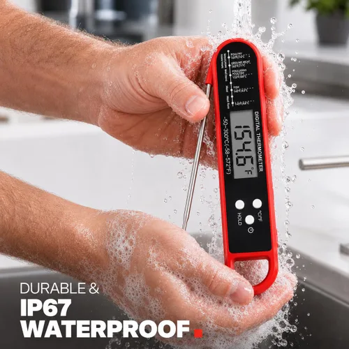Vista 4 de Termómetro digital de carne para cocinar y asar - Termómetro de alimentos de lectura instantánea con IP67 resistente al agua, imán fuerte