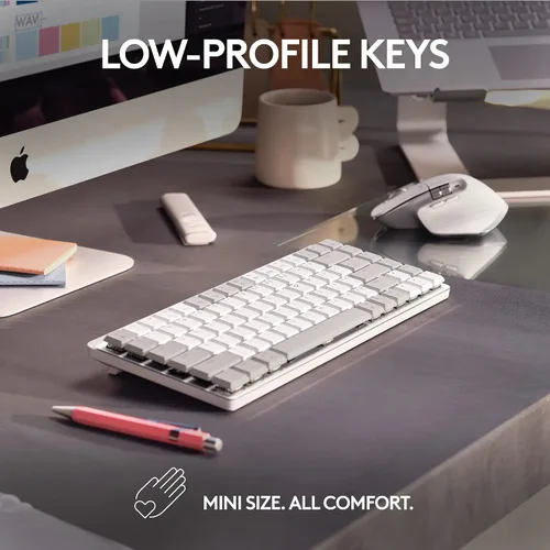 Vista 3 de Logitech MX Mechanical Mini - Teclado inalámbrico iluminado para Mac, interruptores de rendimiento de bajo perfil, teclas táctiles silenciosas, Gris