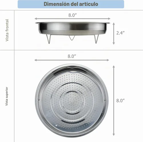 Vista 2 de EIKS Cesta de vapor de malla de acero inoxidable (8.0" de diámetro)