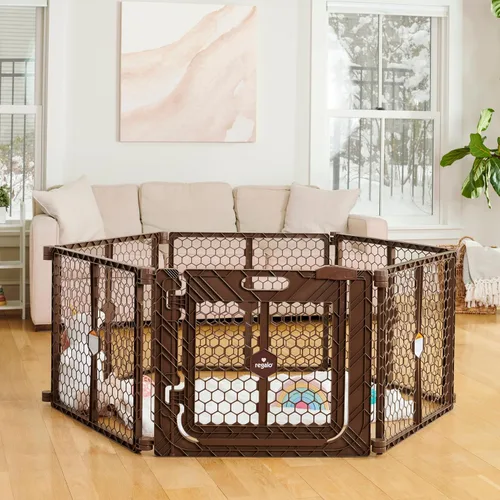 Vista 2 de Regalo - Puerta ajustable de plástico de 192 pulgadas para bebés y patio de juegos con puerta, marca galardonada, 2 en 1, kit de bonificación