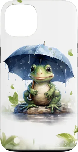 Vista 7 de Cute Green Frog with Umbrella in The Rain Case for iPhone 17