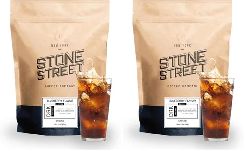 Vista 15 de Stone Street Café con sabor a café frío, sabor natural a arándanos, bajo en ácido, 100% colombiano, café gourmet, molido grueso, tostado oscuro, 1
