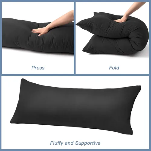 Vista 6 de DOWNCOOL Relleno de almohada de cuerpo completo de lujo con funda de fibra, almohada corporal ultrasuave para dormir, inserto de almohada de cama