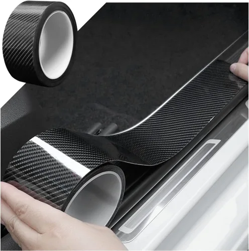 Vista 8 de Protectores de entrada de borde de puerta de automóvil, cinta protectora de fibra de carbono 5D anticolisión, calcomanía de tira de cubierta
