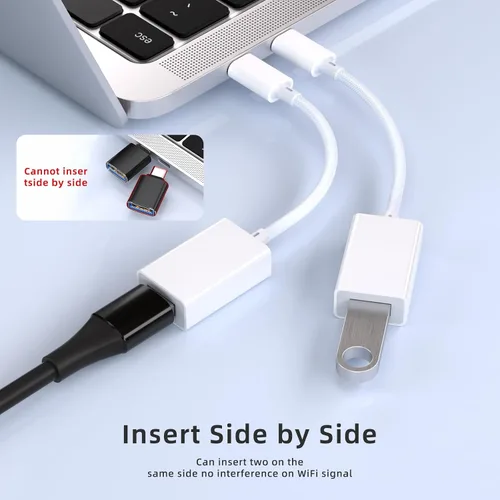 Vista 5 de ZVGMOOE Adaptador USB C a USB 3.0, paquete de 2 unidades, USB C macho a USB hembra OTG cable Thunderbolt3 a USB adaptador compatible con MacBook