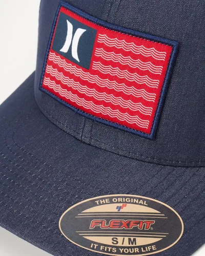 Vista 5 de Hurley Sombrero para hombre - Gorra de camionero ajustada con malla Icon Flag