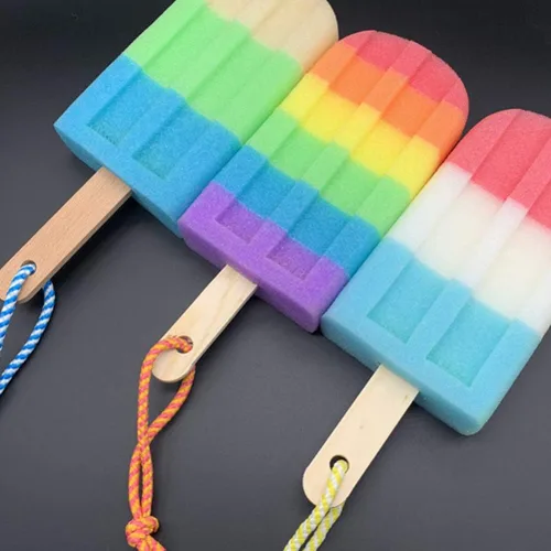 Vista 5 de Esponja de baño, 4 piezas de helado para ducha, cuerpo esponjoso, esponja para niñas (color aleatorio)