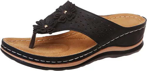 Vista 31 de Sandalias ortopédicas con soporte de arco, sandalias planas para exteriores, estilo bohemio, para caminar, cómodas, elegantes, informales