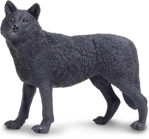 Vista 5 de Safari Ltd. Figura de lobo negro, figura realista de 5.3 pulgadas, juguete educativo para niños, niñas y niños a partir de 1 año